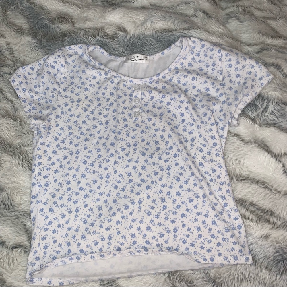 Blue and White Flowered Shirt